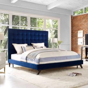 Velvet Haven High Tufted Bed - beds | side view design