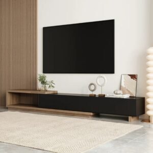 Two-Tone TV Stand – Luxury Living Room TV Wall Panel- Tv unit | room view with tv