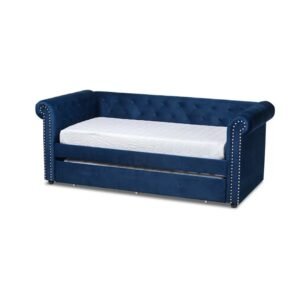 Chesterfield-Style Trundle Daybed – Convertible Sofa Bed - Daybed | blue color