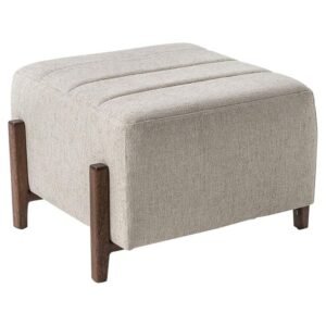 Modern Square Ottoman Footstool with Wooden Legs - Ottoman | close view