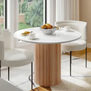 Dining Table & Wooden Pedestal Base