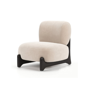 Arco Bouclé Lounge Chair - Contemporary Low-Profile Accent Chair - Arm chair | side view off white
