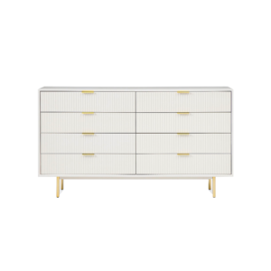 Elara Fluted Dresser with Gold Legs - Chest of drawers | front main
