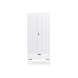 Vertical Ribbed Armoire Storage Cabinet | 2 door white background