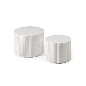 Ribbed Nesting Coffee Table Set – Modern Round Accent Tables- Coffee Table | side