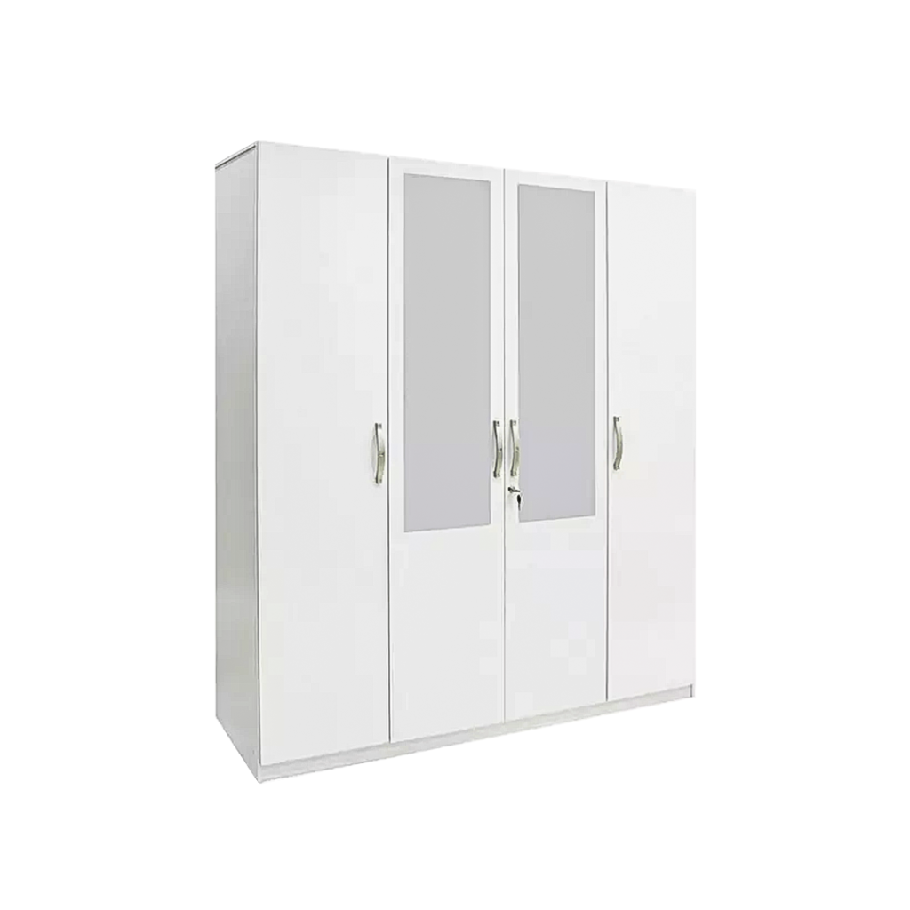 Modern Elegance 4-Door Wardrobe with Mirror - Wardrobe | side view