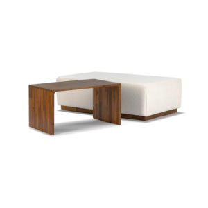 Minimalist Ottoman with MDF Wood Table - Ottoman | separate 2 piece