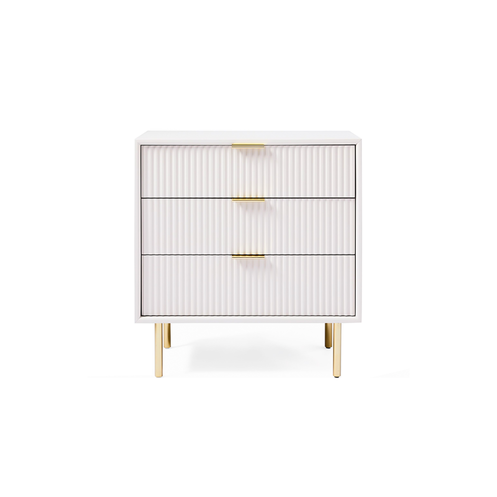 3-Drawer Nightstand with Fluted Wood Design - Side Tables | outer look