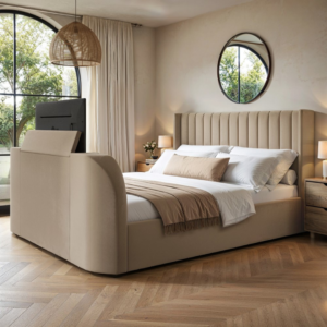 Elite TV-Bed , tufted line bed with smart tv