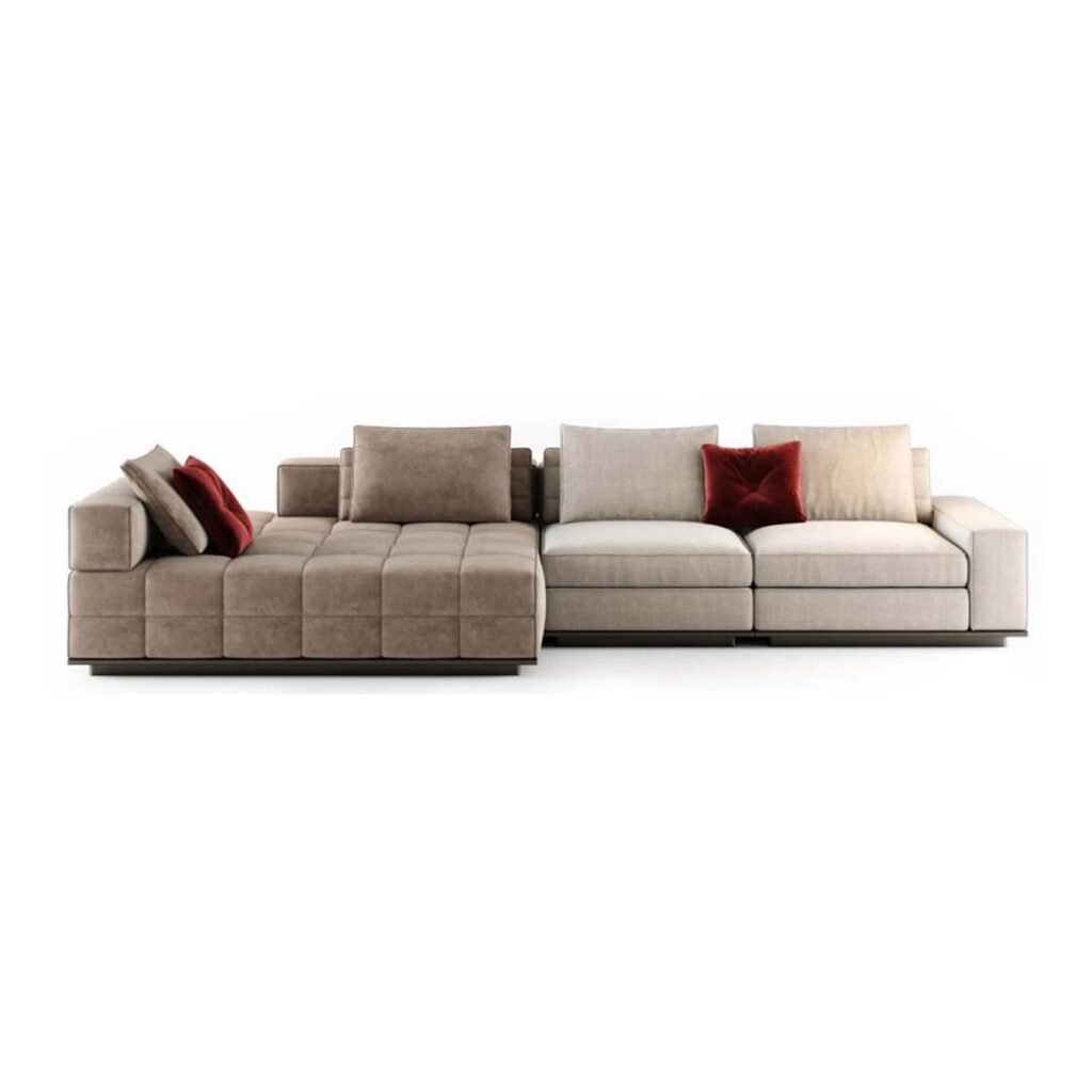 Aura Modular Velvet Sectional Sofa _L shape Sofa _ front view