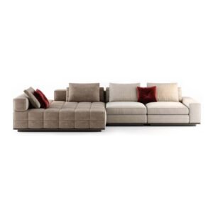 Aura Modular Velvet Sectional Sofa _L shape Sofa _ front view