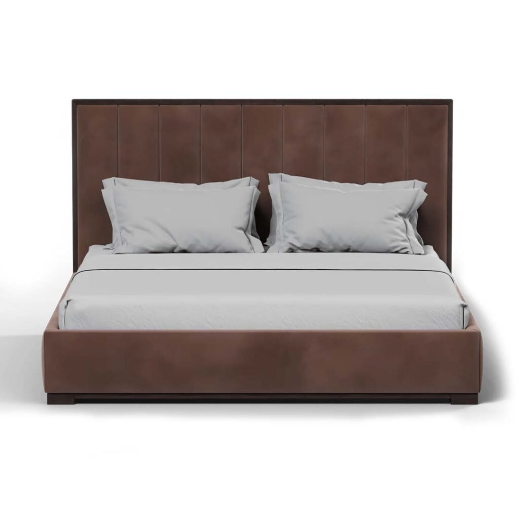 Ava Vertical Panel Velvet Bed – Beds | front view