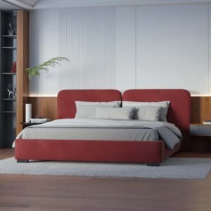 Chloe Velvet Upholstered Bed sideboard view – Beds | bedroom