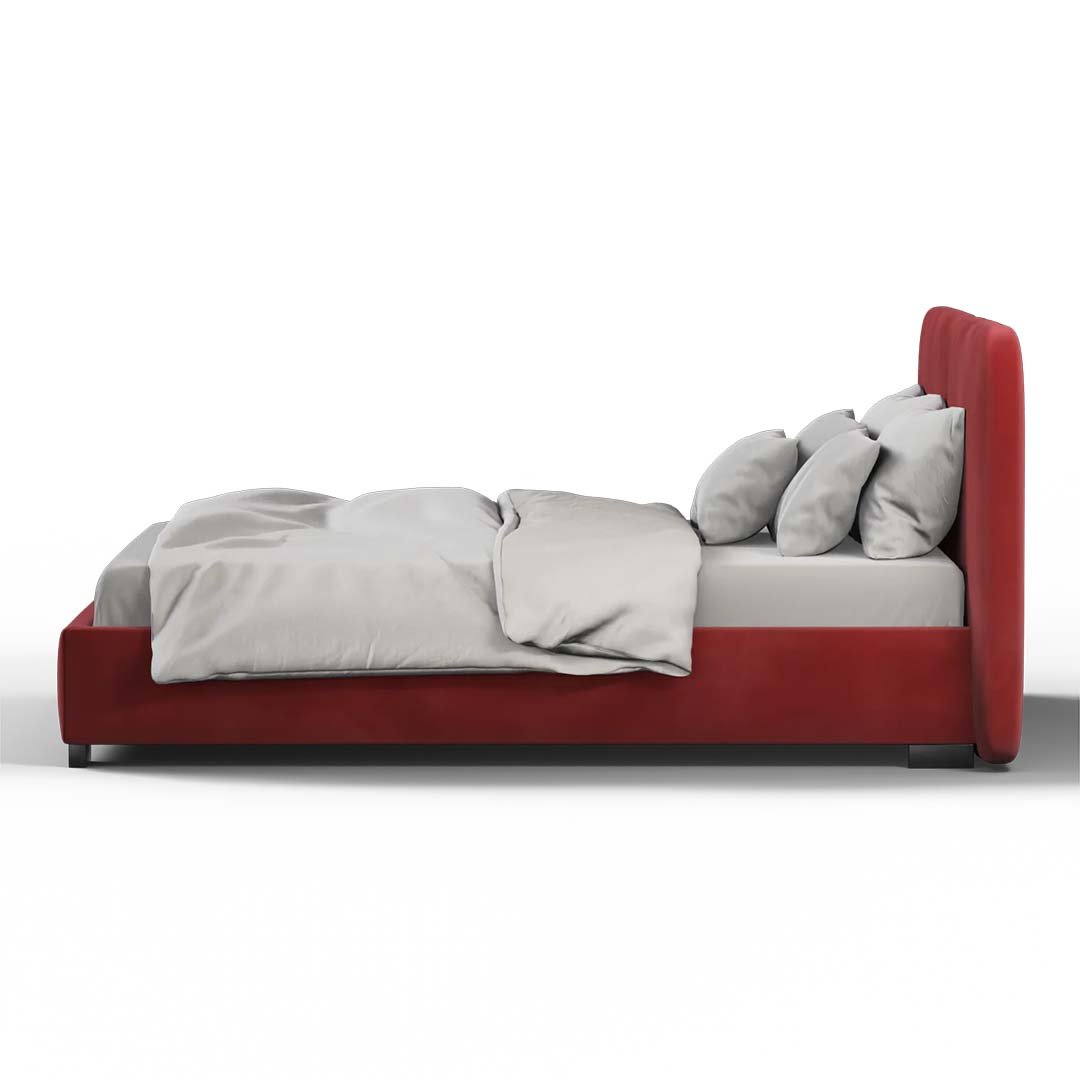 Chloe Velvet Upholstered Bed sideboard view Chloe Velvet Upholstered Bed sideboard view – Beds | side view