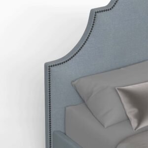 Elara Upholstered Bed with Nailhead Trim – Beds | close nailhead view