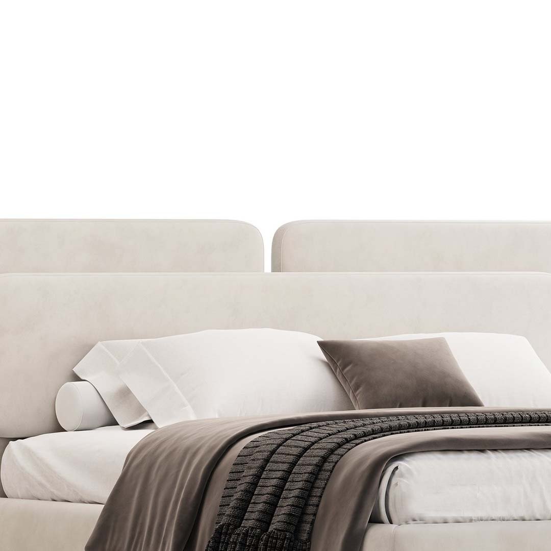 Serene Duo Upholstered Bed close view Serene Duo Upholstered Bed – Double Headboard – Beds | close view