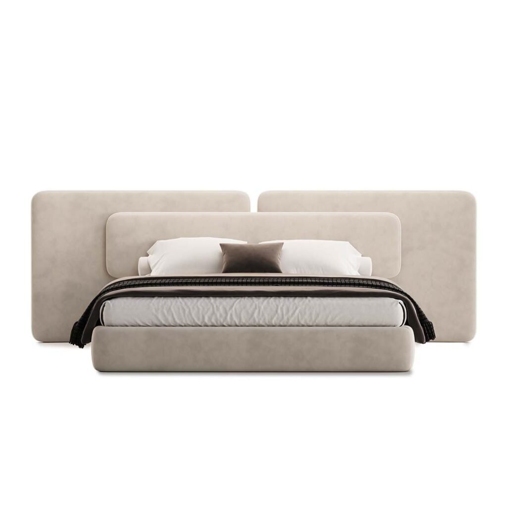 Serene Duo Upholstered Bed – Double Headboard – Beds | bed front