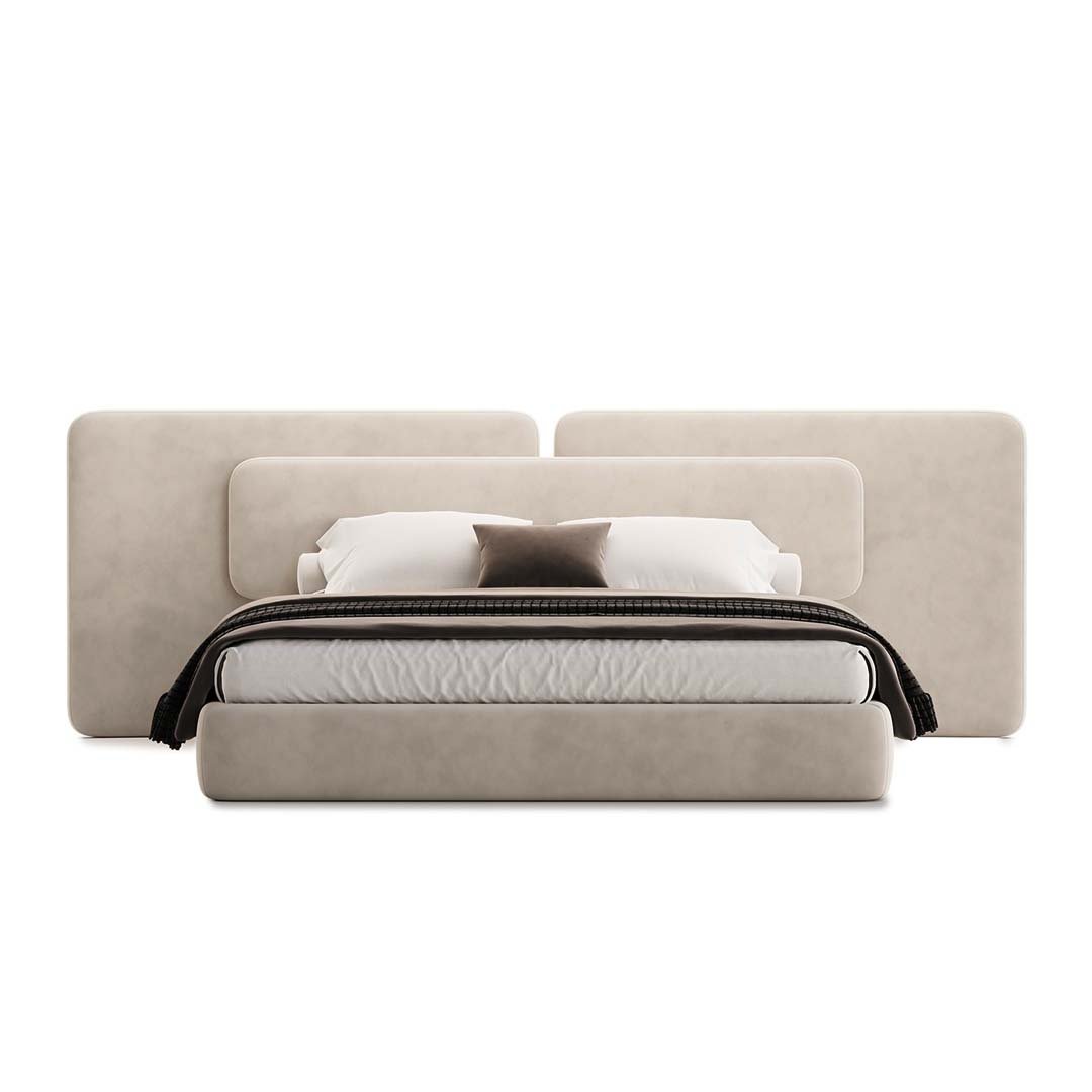 Serene Duo Upholstered Bed front Serene Duo Upholstered Bed – Double Headboard – Beds | bed front