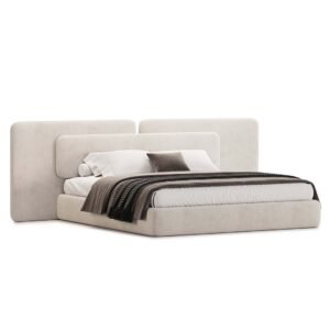 Serene Duo Upholstered Bed – Double Headboard – Beds | bed side view